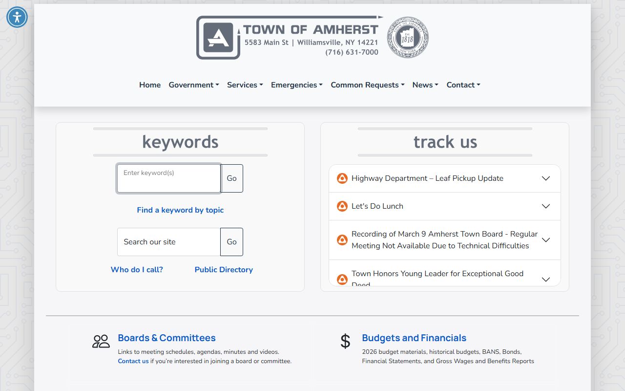 Amherst Town Court page on official town website