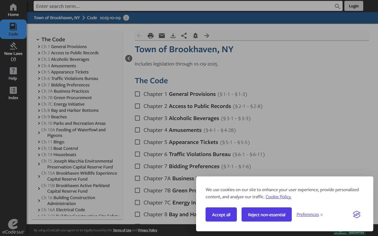 Brookhaven Town Code Chapter 6 on Traffic Violations Bureau