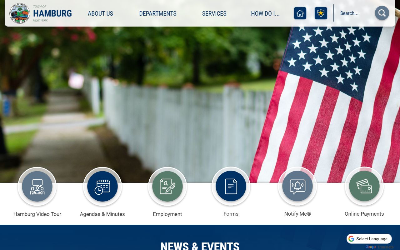 Town of Hamburg official website showing town government services and court information