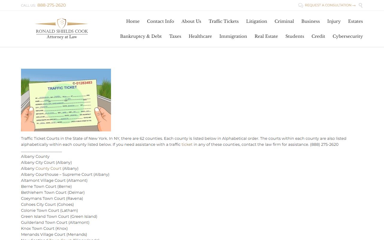 Traffic courts in New York page listing Irondequoit Town Court in Monroe County