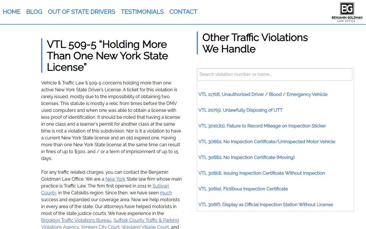 White Plains court information page showing traffic court details for Westchester County