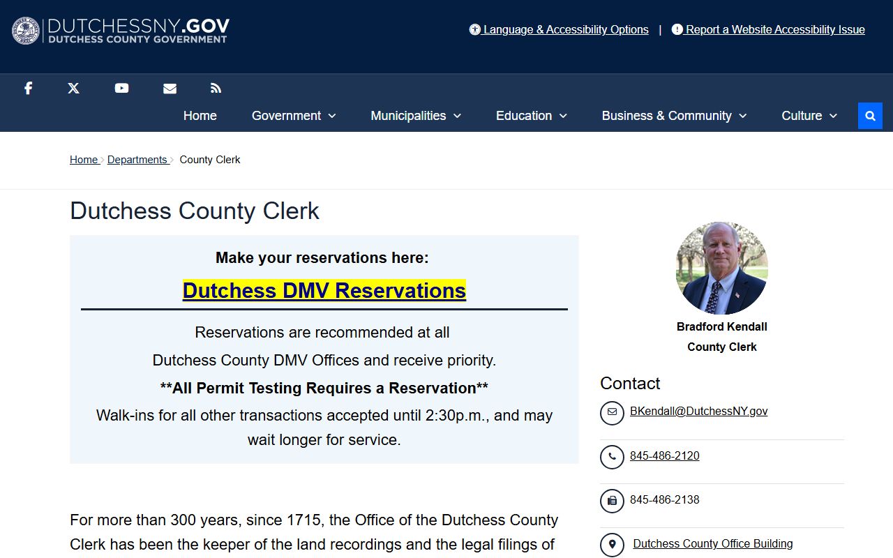 Dutchess County Clerk office website for traffic court records