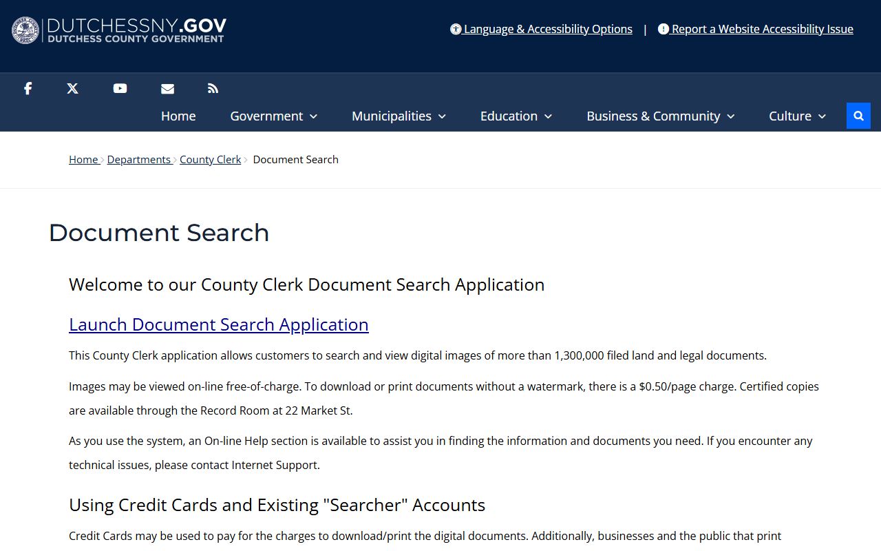 Dutchess County document search portal for court records