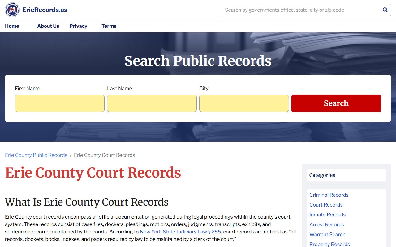 Erie County court records online search