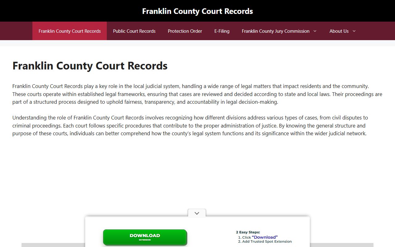 Franklin County court records search portal