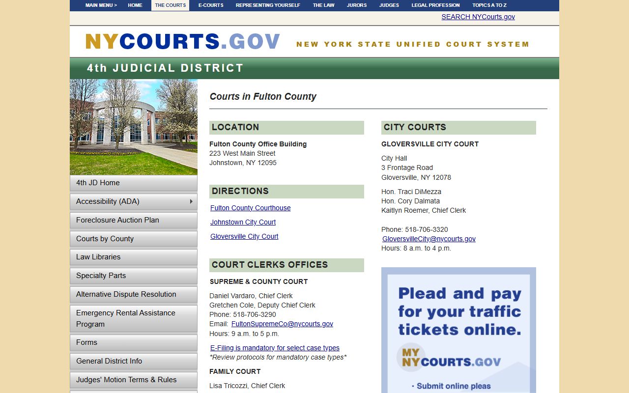 Fulton County Courts on NYS court system website