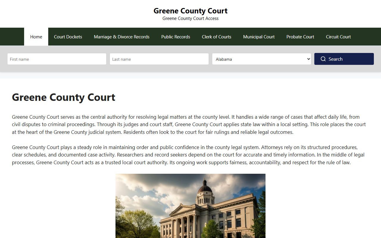 Greene County court records search portal