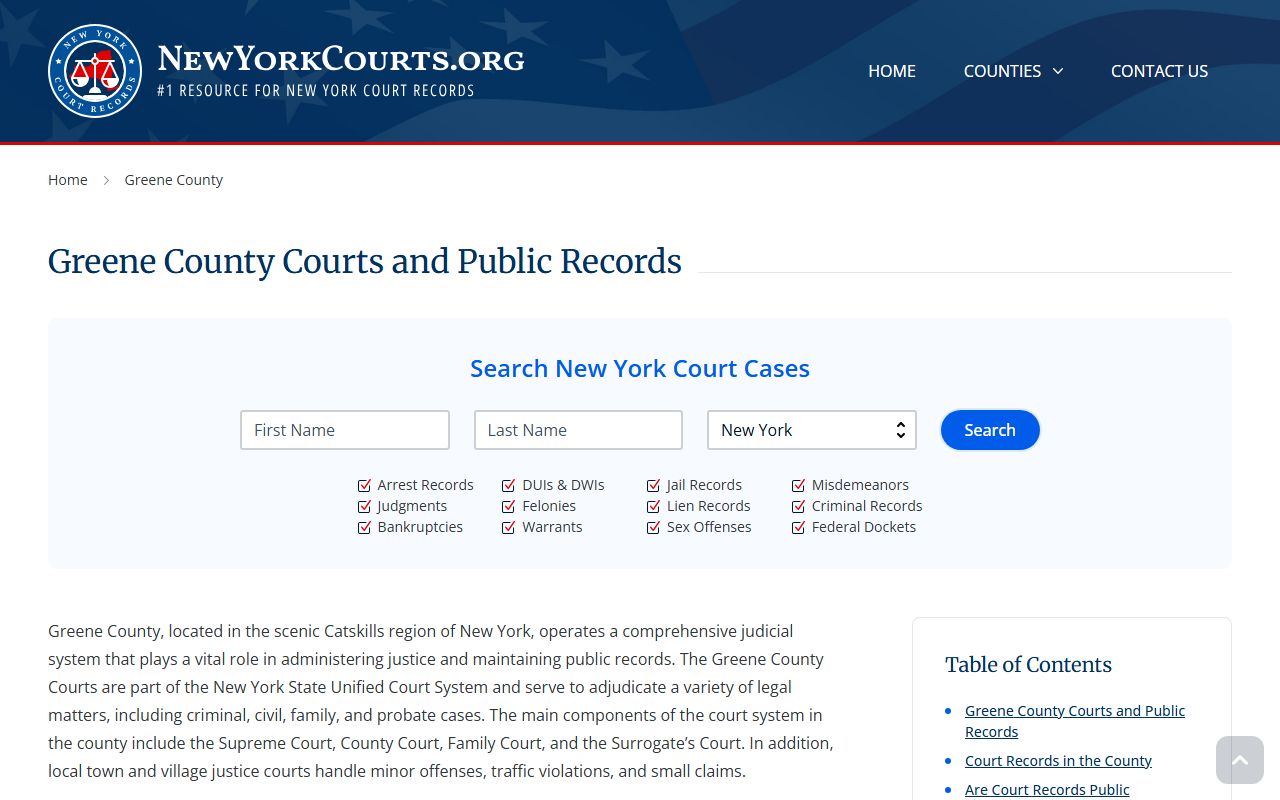 Greene County records and case search overview