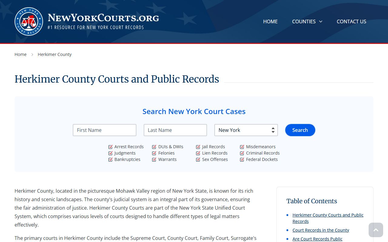 Herkimer County records and case search overview