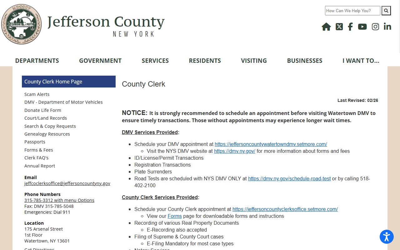 Jefferson County Clerk website