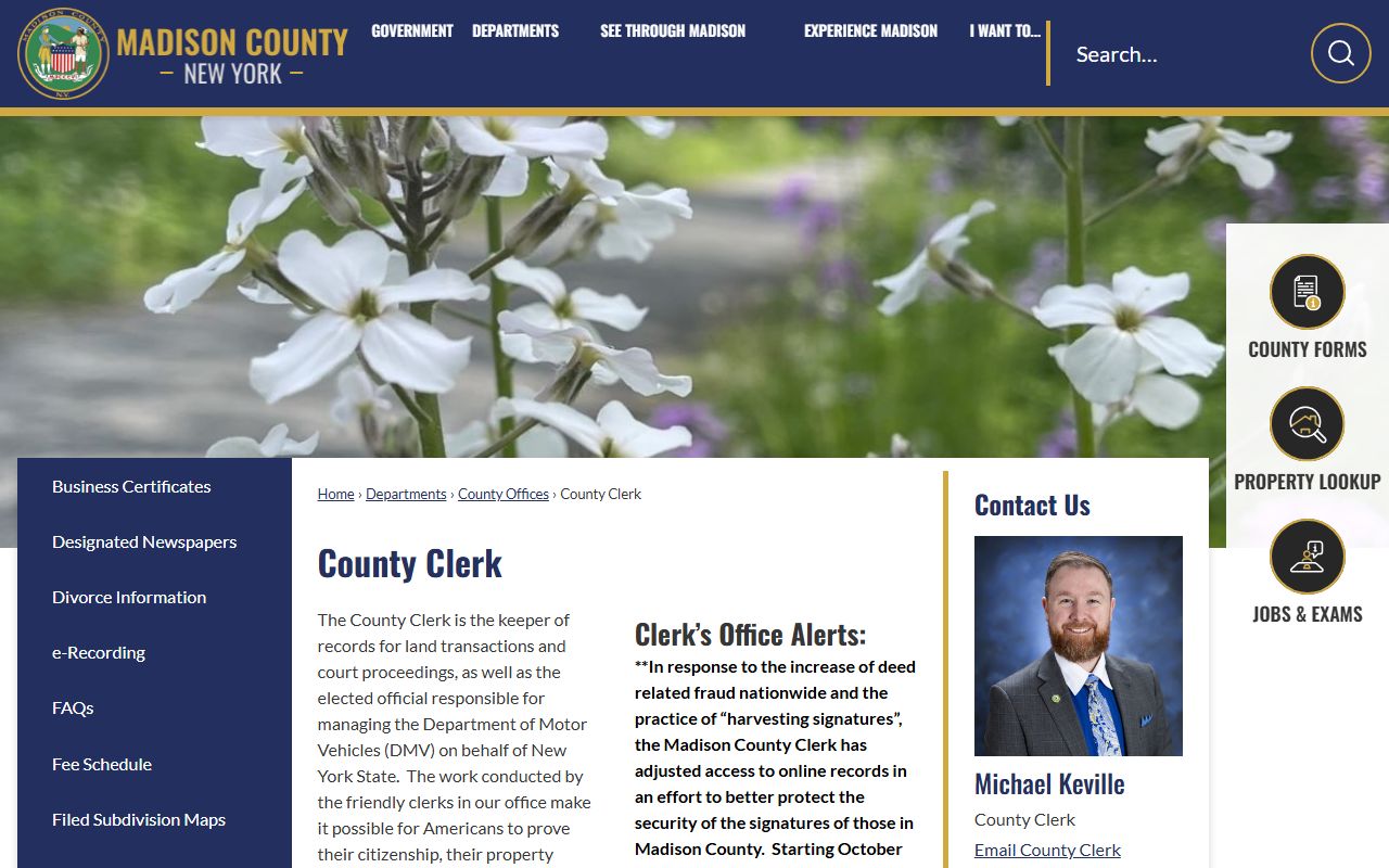 Madison County Clerk page for traffic court records access