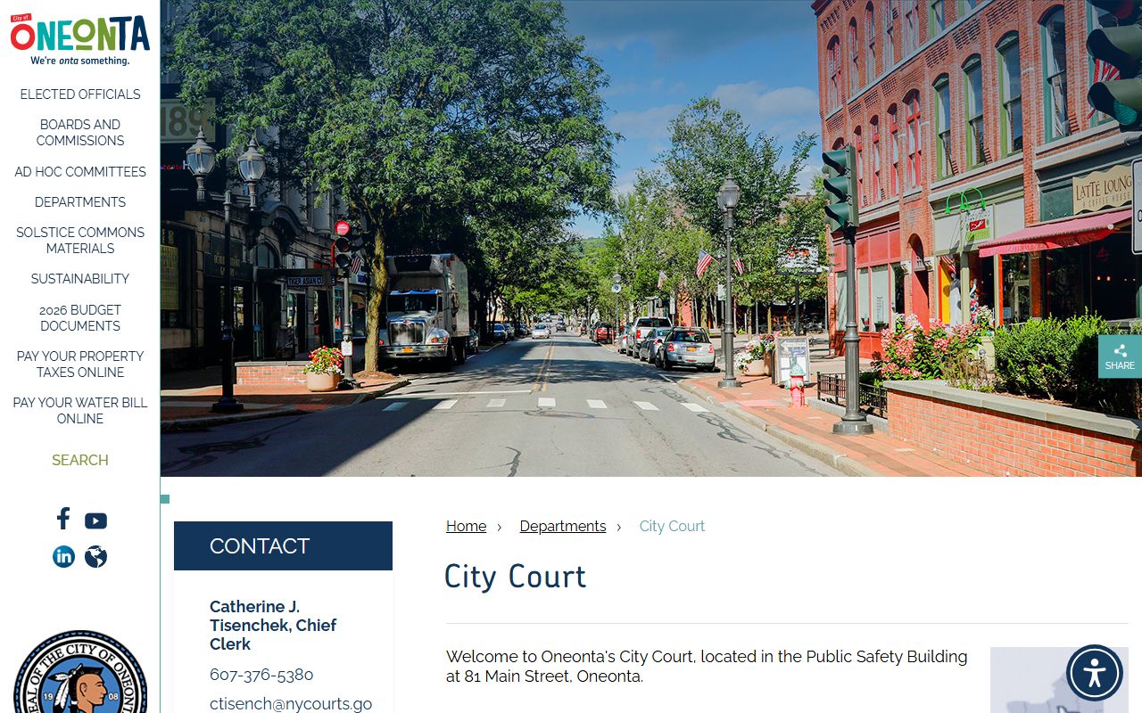 Oneonta City Court for Otsego County traffic court records