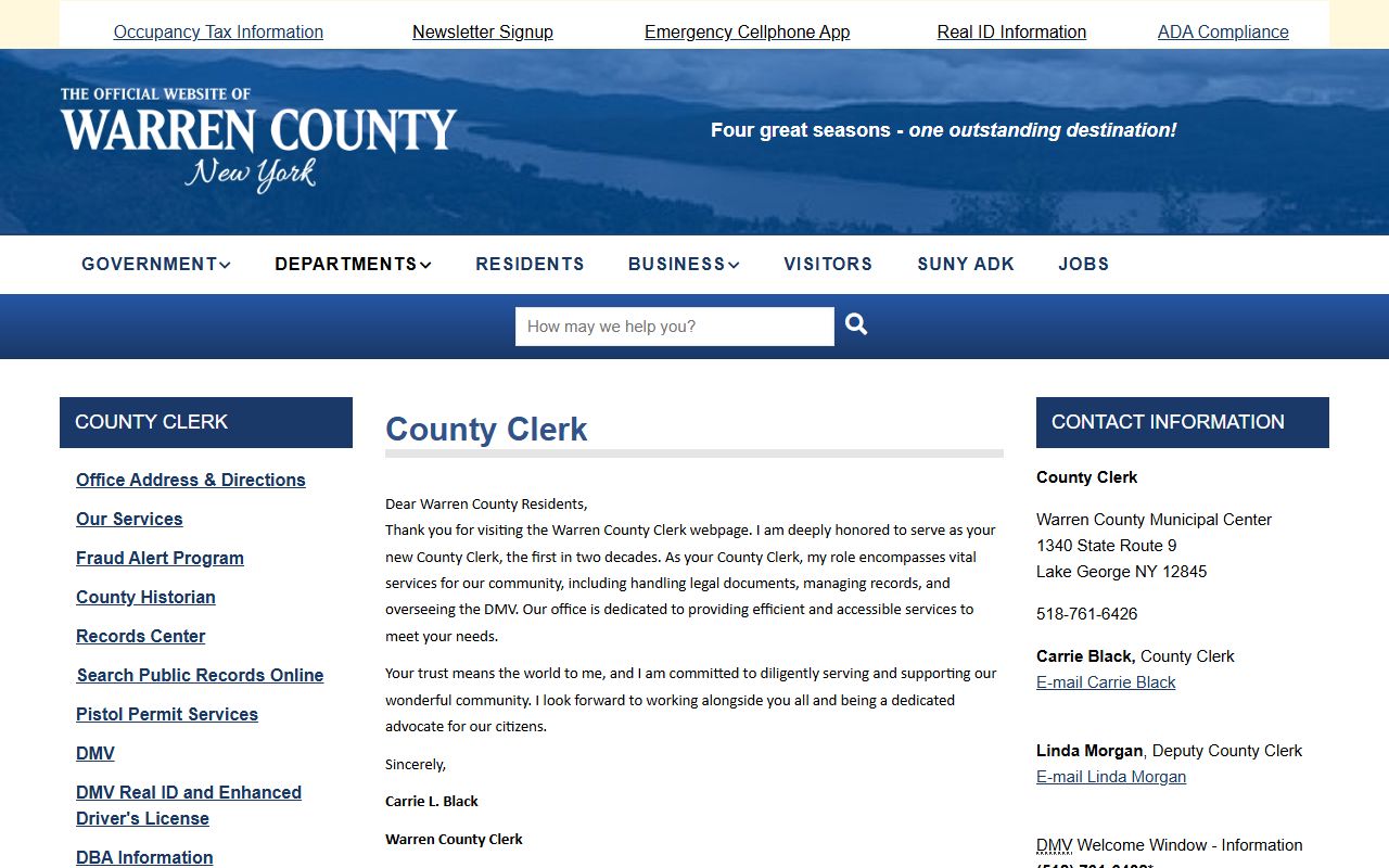 Warren County Clerk website for traffic court records