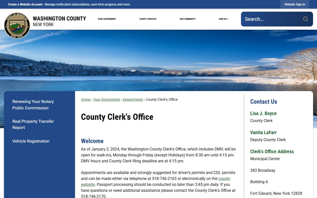 Washington County Clerk website for traffic court records