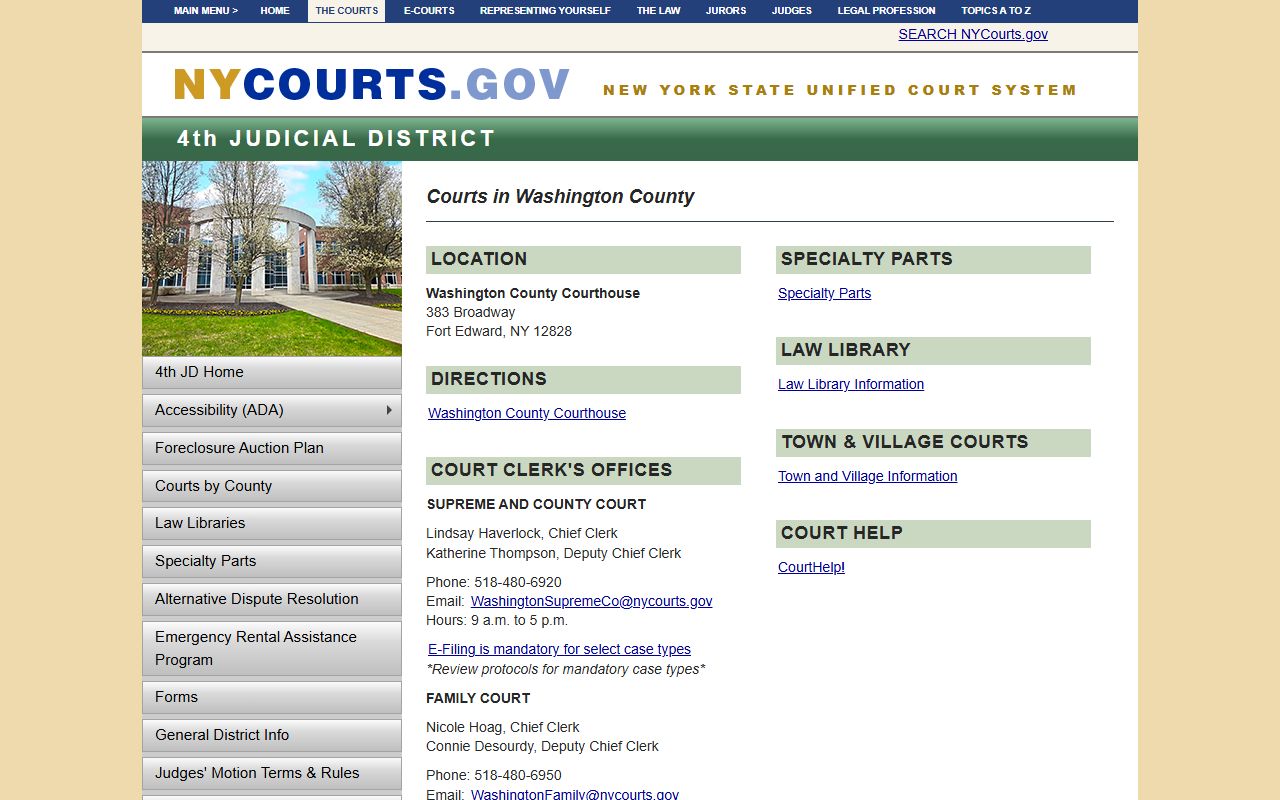Washington County courts directory for traffic court records